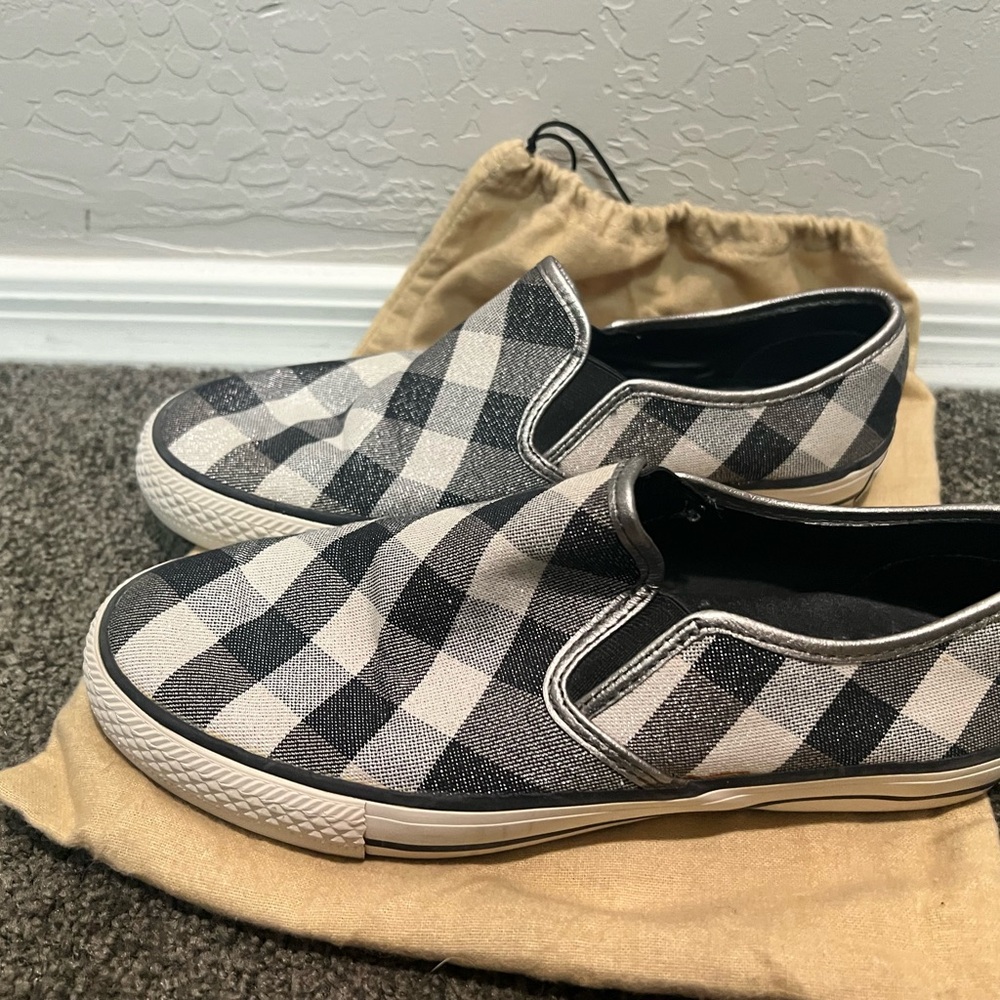Burberry Black and White Checkered Slip-Ons - Picture 2 of 3